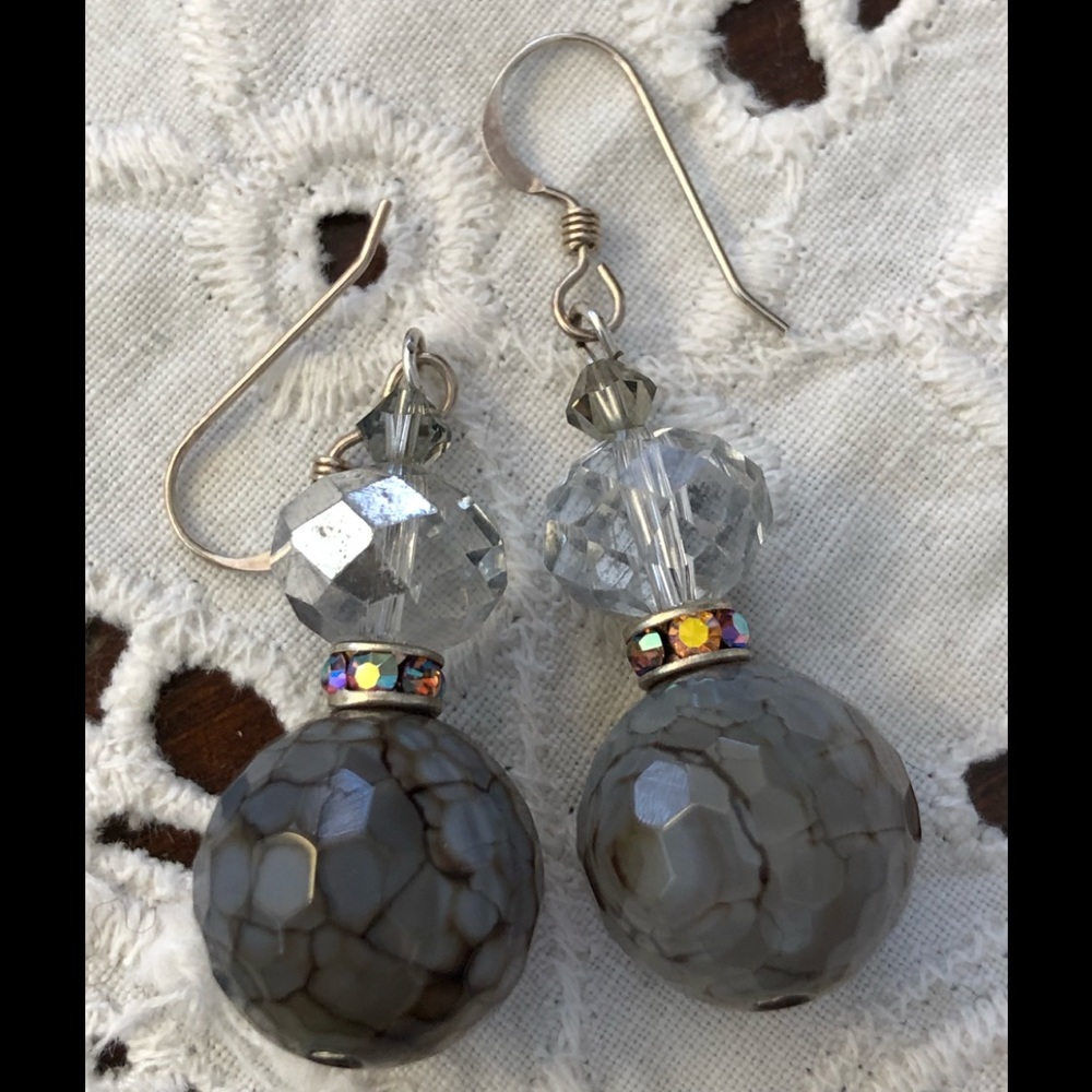 COPY - Grey gemstone and crystal AB Swarovski ear…